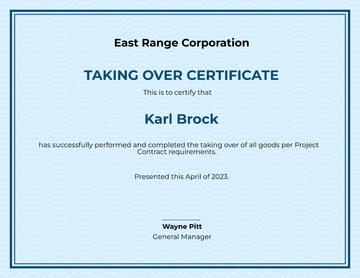 Free Taking Over Certificate Template to Edit Online