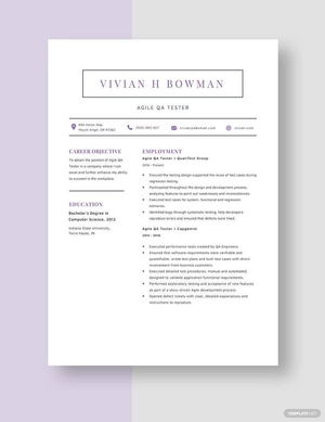 Agile QA Tester Resume