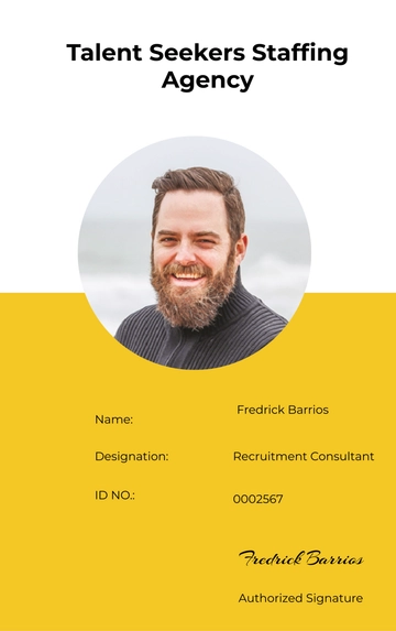 Free Staffing Agency ID Card Template to Edit Online
