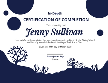 Free Scuba Diving School Certificate Template to Edit Online