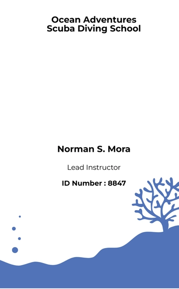 Free Scuba Diving School ID Card Template to Edit Online