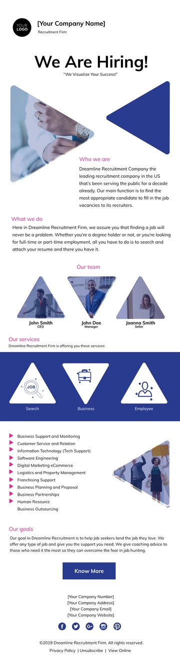 Free Recruitment Firm Email Newsletter Template to Edit Online