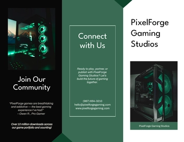 Free Gaming Company Tri-Fold Brochure Template to Edit Online