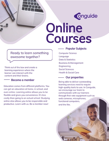 Free Aesthetic Online Course Leaflet Template to Edit Online