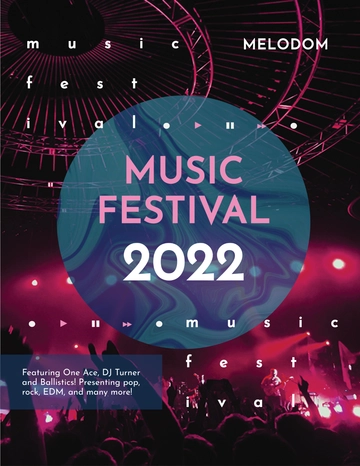 Free Music Festival Leaflet Template to Edit Online