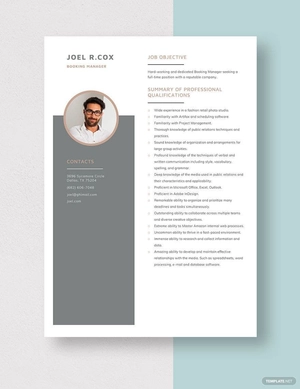 Booking Manager Resume Booking Manager Resume