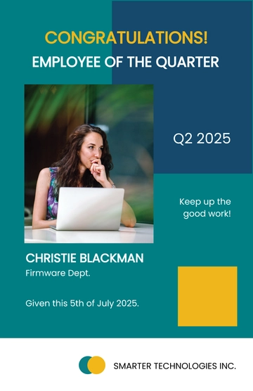 Free Best Employee of the Quarter Poster Template to Edit Online