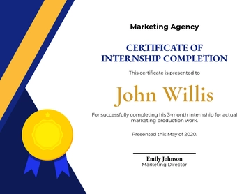 Free Internship Completion Certificate Template to Edit Online