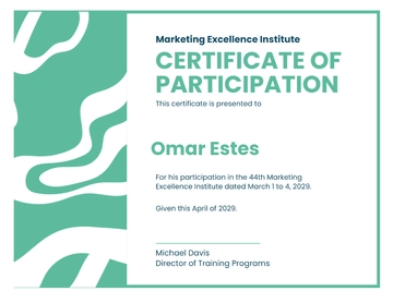 Free Participation Certificate Template to Edit Online