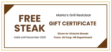 Free HR Gift Certificate Template to Edit Online