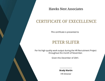 Free HR Quality Certificate Template to Edit Online