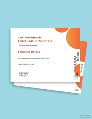 Animal Adoption Certificate Template