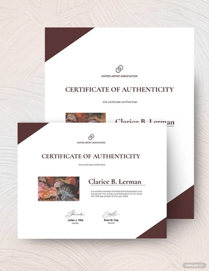 Authenticity Certificate Of Artist Template Authenticity Certificate Of Artist Template