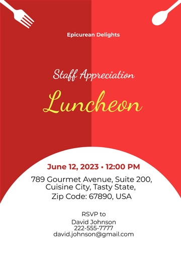 Free Staff Appreciation Luncheon Invitation Template to Edit Online