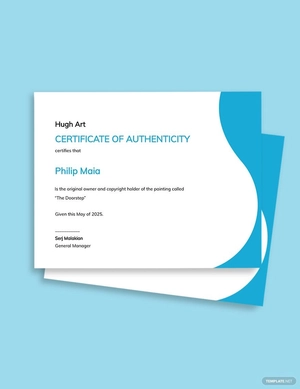 Authenticity Certificate Painting Template