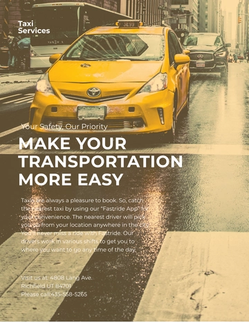 Free Taxi Services Pamphlet Template to Edit Online