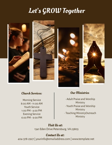 Free Professional Church Service Announcement Flyer Template to Edit Online