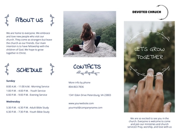 Free Church Service Tri-Fold Brochure Template to Edit Online