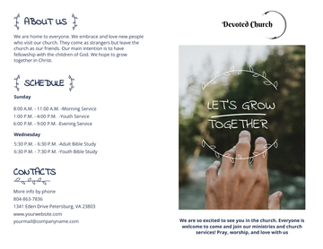 Free Church Service Bi-Fold Brochure Template to Edit Online