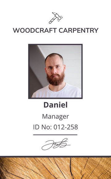 Free Carpenter ID Card Template to Edit Online