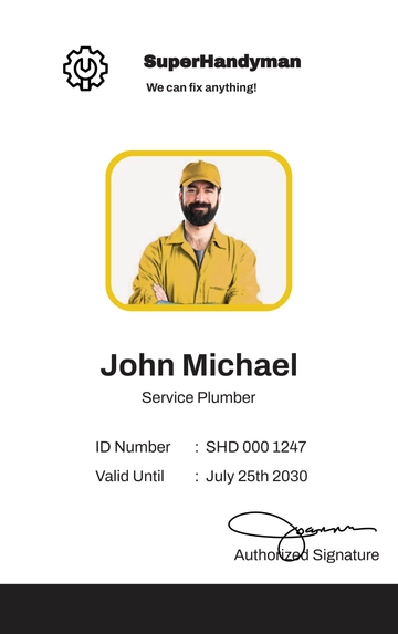 Free Handyman ID Card Template to Edit Online