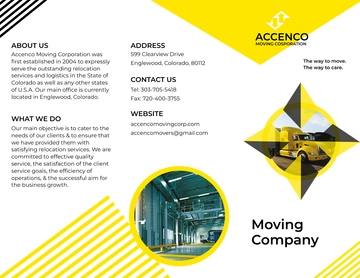 Free Moving Company Tri-Fold Brochure Template to Edit Online