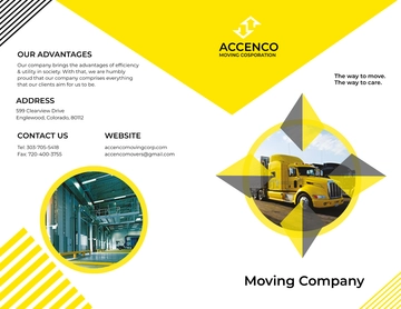 Free Moving Company Bi-Fold Brochure Template to Edit Online