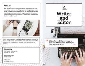 Free Author Bi-Fold Brochure Template to Edit Online