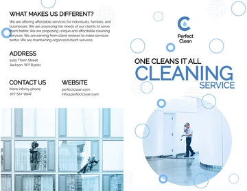 Free Cleaning Services Bi-Fold Brochure Template to Edit Online