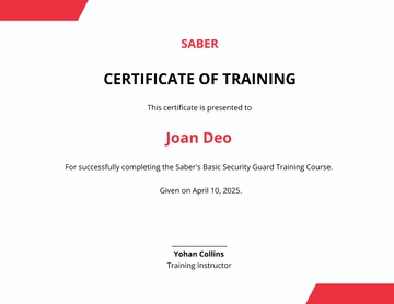 Free Security Guard Services Certificate Template to Edit Online