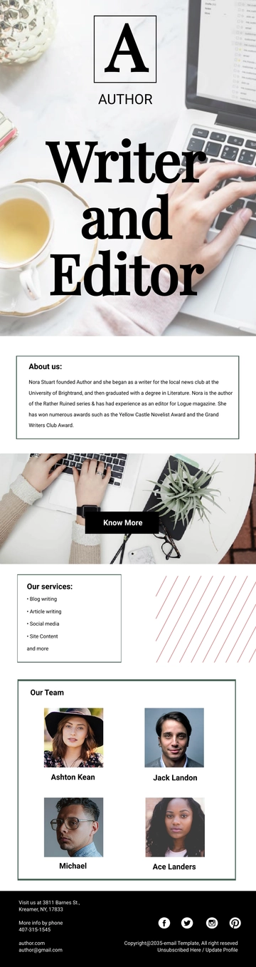 Free Simple Author Email Newsletter Template to Edit Online