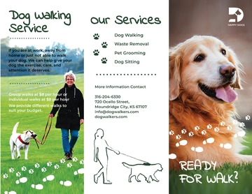 Free Dog Walker Tri-Fold Brochure Template to Edit Online