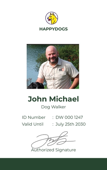 Free Dog Walker ID Card Template to Edit Online