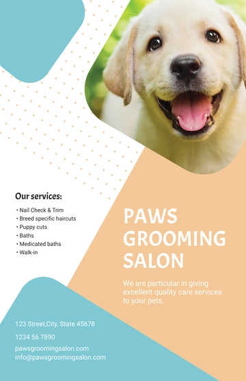 Free Pet Grooming Poster Template to Edit Online
