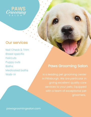 Free Pet Grooming Pamphlet Template to Edit Online