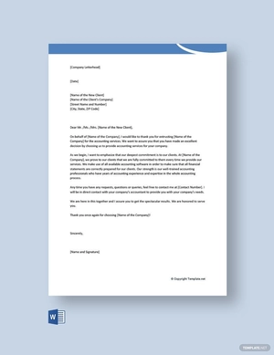 Business Welcome Letter for New Client Template
