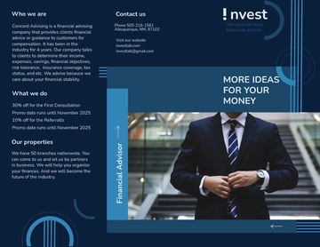 Free Financial Advisor Tri-Fold Brochure Template to Edit Online
