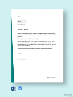 Engineering Cover Letter Template