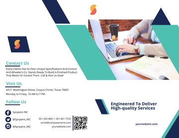 Free Bi-Fold IT Corporate Brochure Template to Edit Online