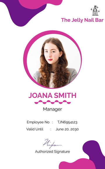 Free Nail Studio Shop ID Card Template to Edit Online