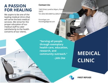 Free Medical Clinic Center Tri-Fold Brochure Template to Edit Online