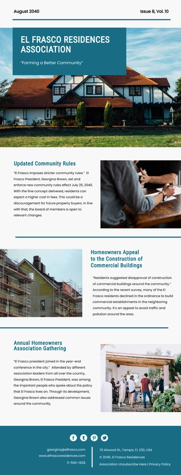 Free Homeowners Association Newsletter Template to Edit Online