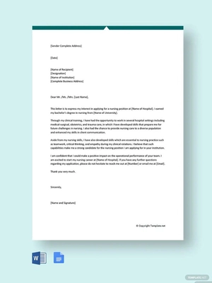 Registered Nurse Cover Letter