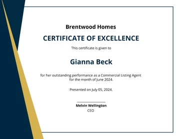 Free Sample Real Estate Certificate Template to Edit Online
