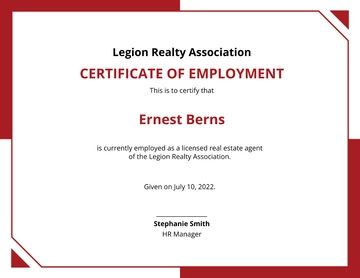 Free Real Estate Employee Certificate Template to Edit Online