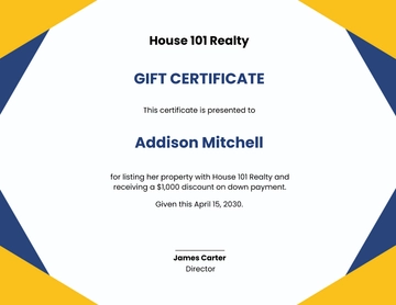 Free Real Estate Gift Certificate Template to Edit Online