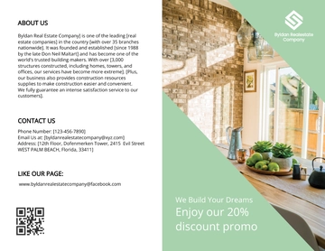 Free Bi-Fold Minimalist Real Estate Brochure Template to Edit Online