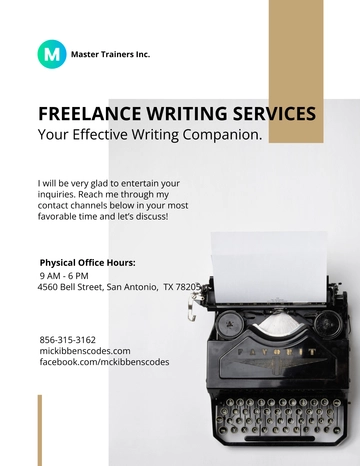Free Freelance Writer Flyer Template to Edit Online