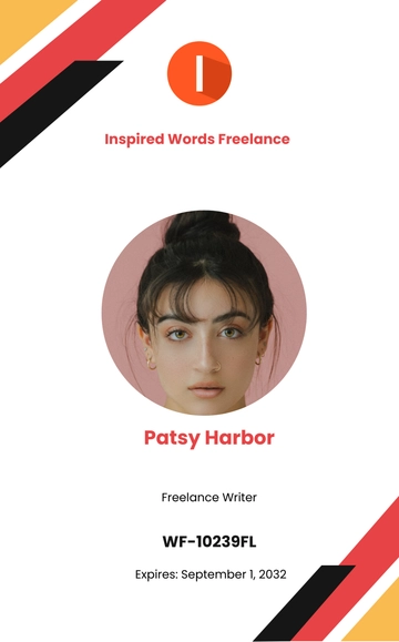Free Freelance Writer ID Card Template to Edit Online