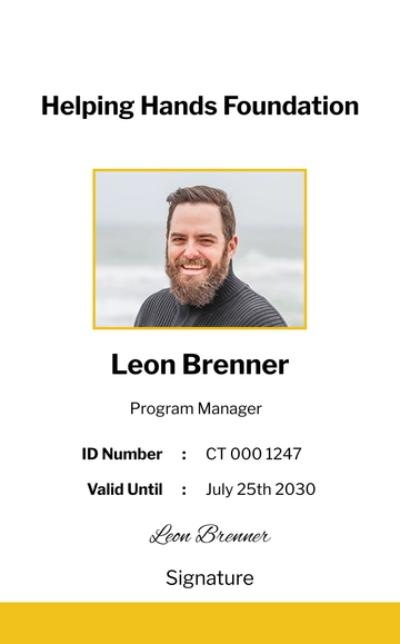 Free NGO Employees ID Card Template to Edit Online